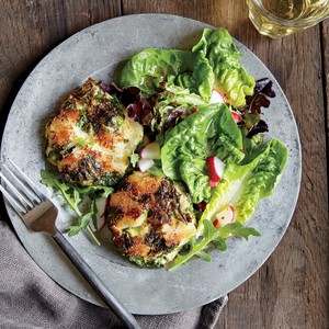 Smoky potato cakes with kale and creamy ricotta