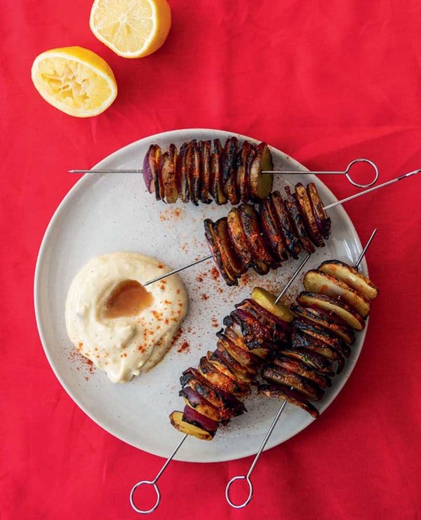 Smoky potatoes & onions with sherry vinegar mayo