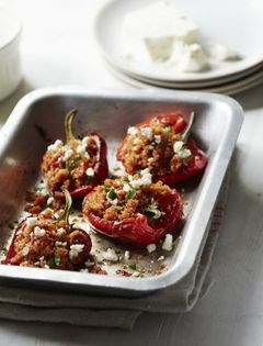 Smoky quinoa-stuffed peppers with sheep's cheese
