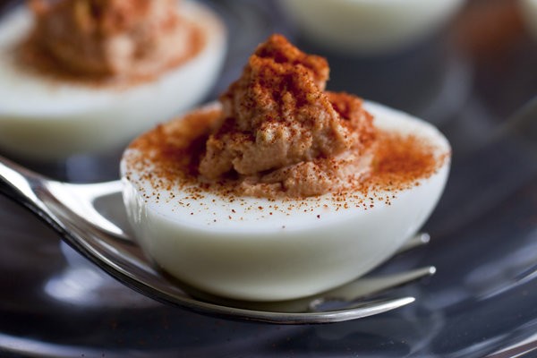 Smoky red devil eggs