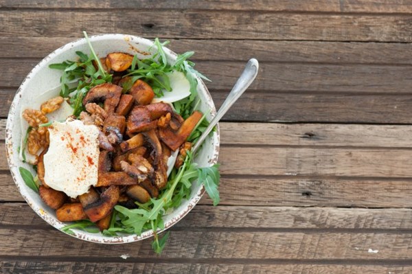 Smoky roast mushrooms bowls