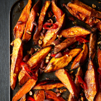Smoky roast sweet potato wedges
