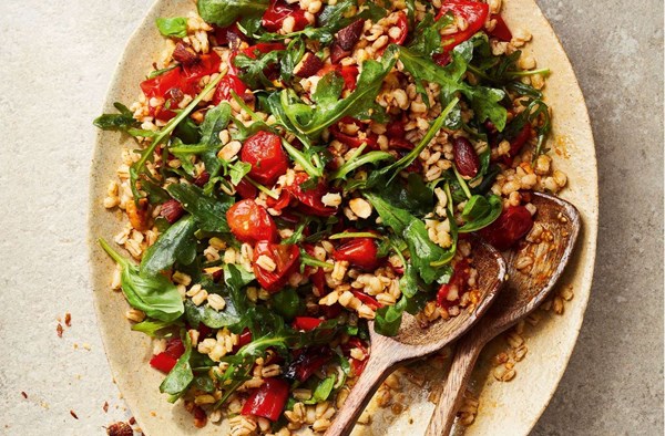 Smoky roasted red pepper & barley salad