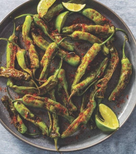Smoky shishito peppers with Espelette and lime