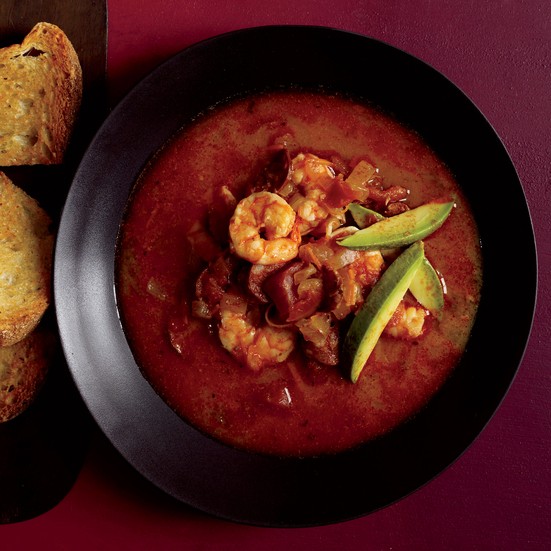 Smoky shrimp-and-chorizo soup 