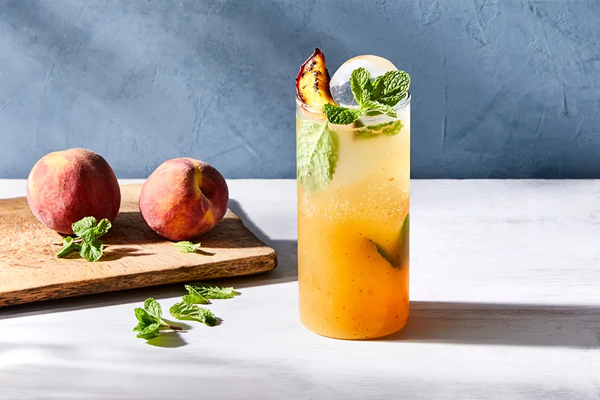 Smoky-sweet peach spritzer