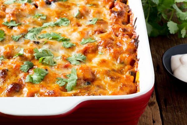 Smoky sweet potato & black bean casserole