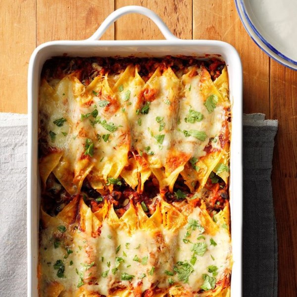Smoky sweet potato & black bean enchiladas