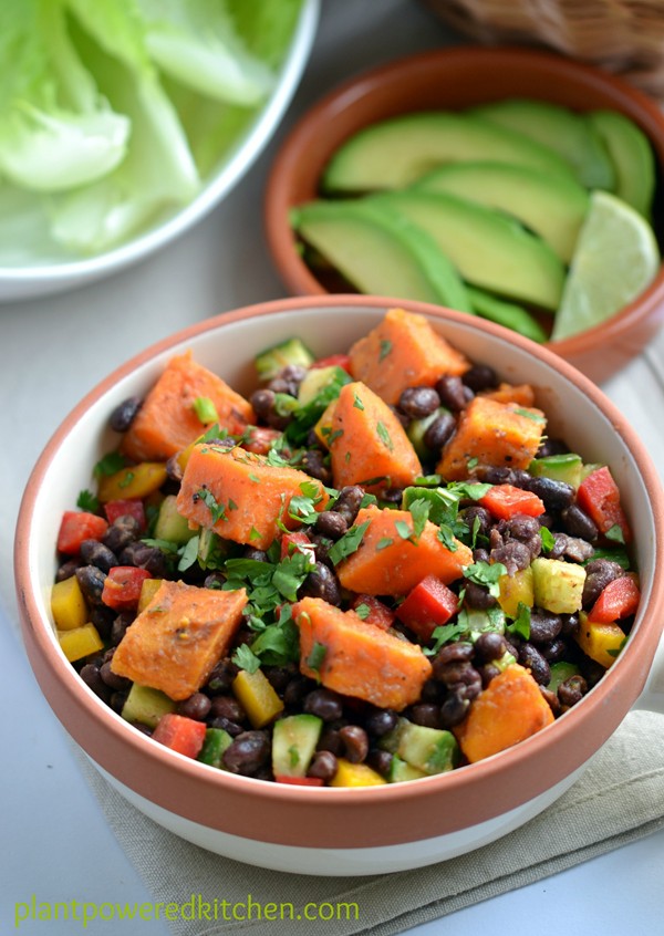 Smoky sweet potato and black bean salad