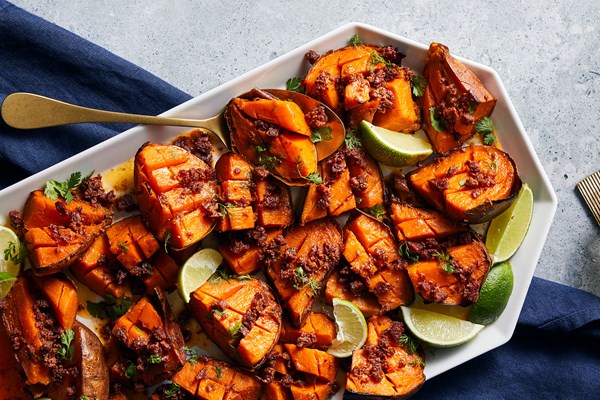 Smoky sweet potatoes with chorizo butter
