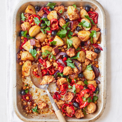 Smoky tofu traybake