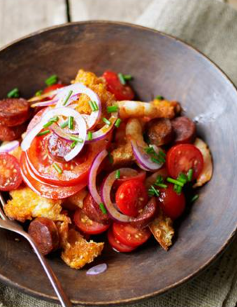 Smoky tomato, prawn and chorizo salad