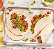 Smoky vegan 'chicken' & chickpea wraps