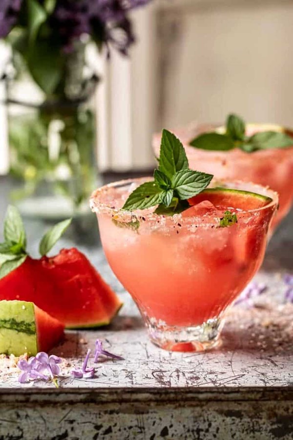 Smoky watermelon lemon margarita