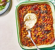 Smoky white bean & ricotta traybake