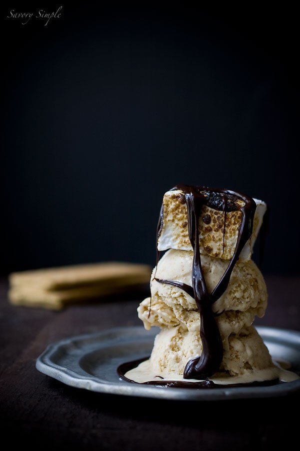 S’mores sundae (graham cracker ice cream, homemade hot fudge, & homemade vanilla marshmallows)