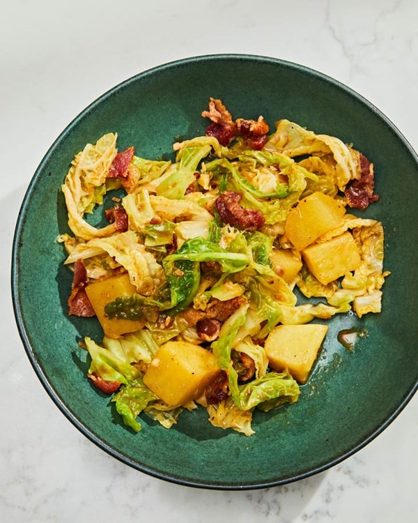 Smothered cabbage and potatoes