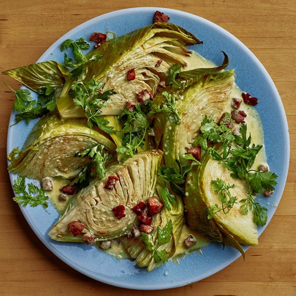 Smothered cabbage with sausage and hot honey [Greg Collier, Leah & Louise]