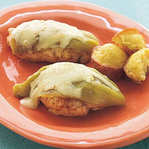 Smothered green chile pepper chicken
