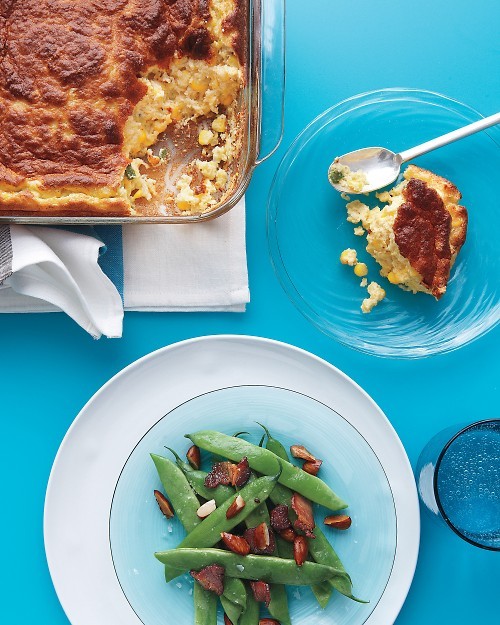 Snap beans with bacon and almonds