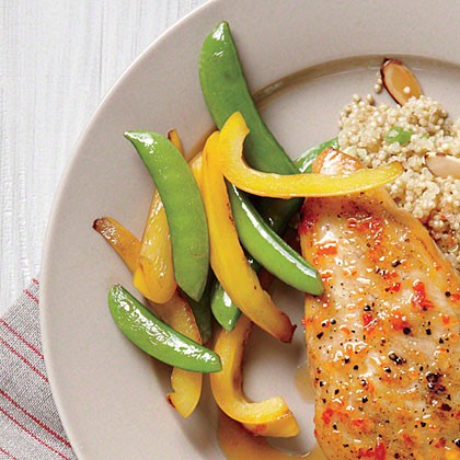 Snap pea and bell pepper sauté