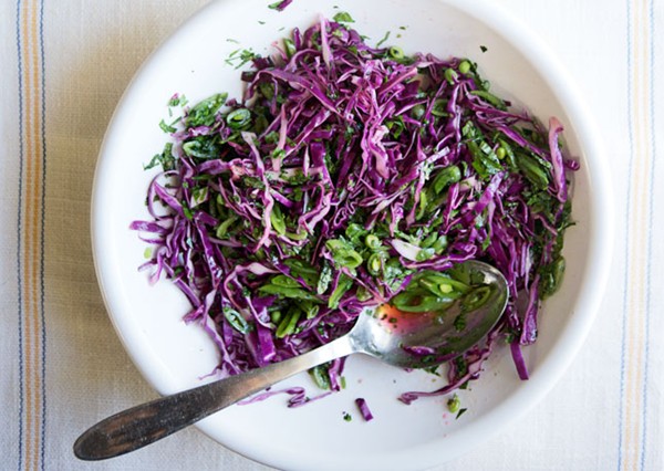 Snap pea and cabbage slaw