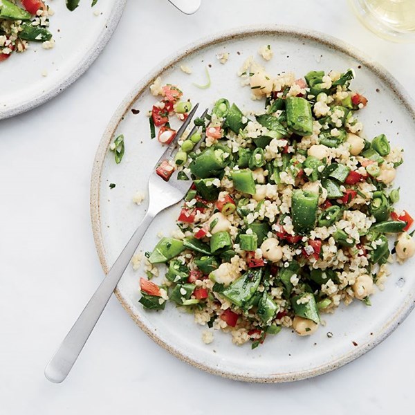 Snap pea falafel salad