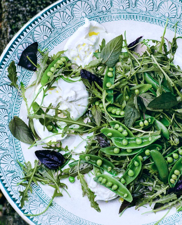 Snap pea salad with burrata