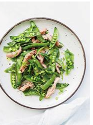 Snap peas with ham and tarragon butter