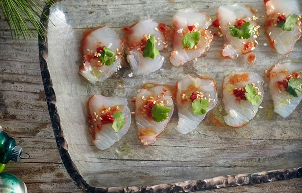 Snapper crudo with chiles and sesame