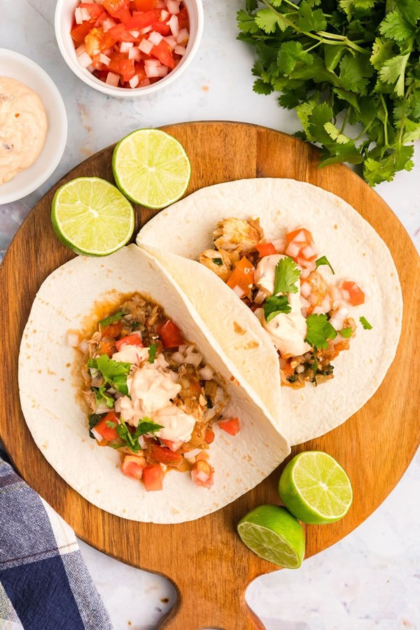 Snapper tacos with chipotle cream