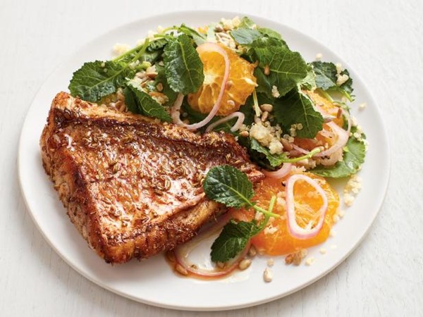 Snapper with kale-orange salad