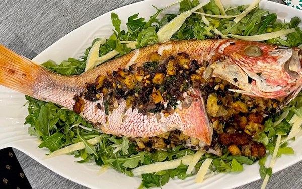 Snapper with pine nut & herb stuffing