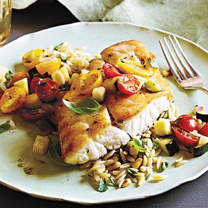 Snapper with zucchini and tomato