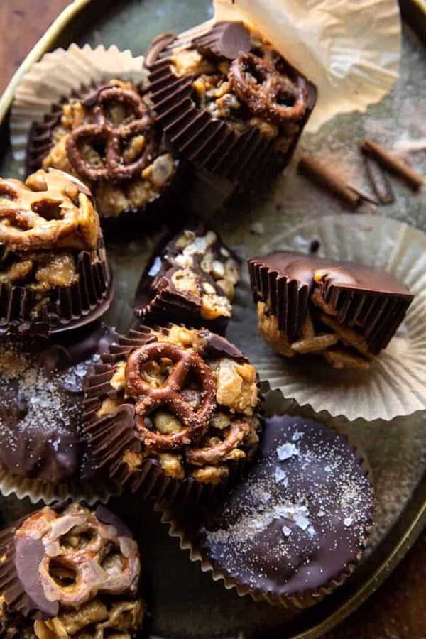 Snickerdoodle peanut butter chocolate Chex mix bars