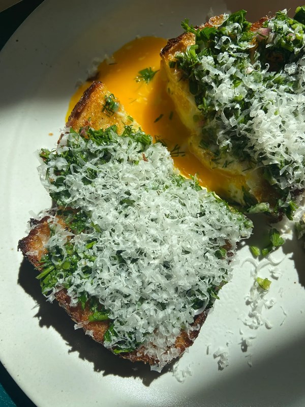 Snowy, mossy egg in a hole