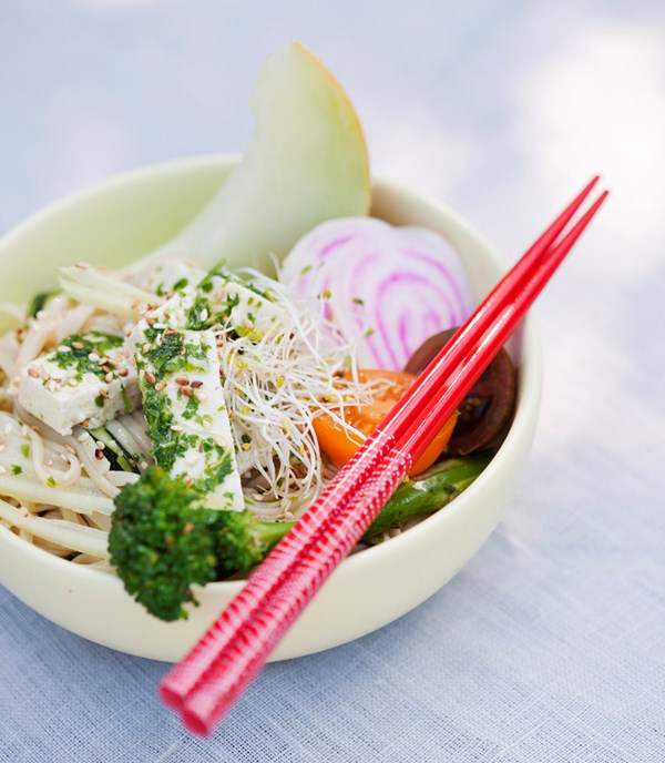 Soba noodle & herb tofu salad