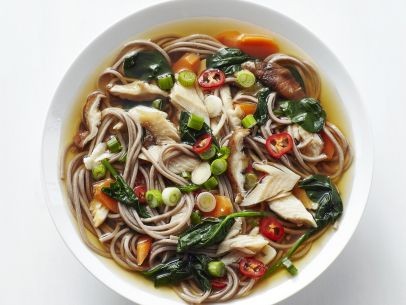Soba noodle bowl with smoked trout