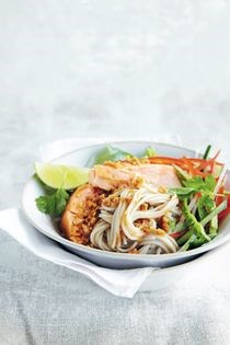 Soba noodle salad with hot-smoked salmon