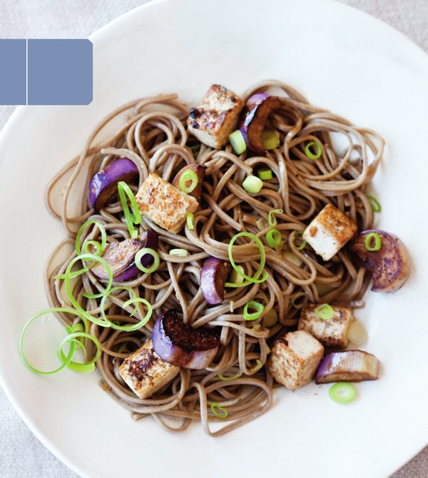 Soba noodle salad with tofu & marinated eggplant 