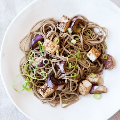 Soba noodle salad with tofu & marinated eggplant 