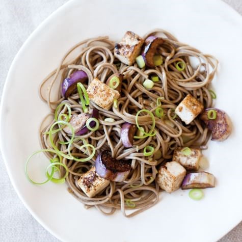 Soba noodle salad with tofu & marinated eggplant 