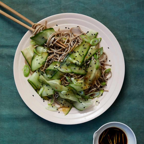 Soba noodles with cucumber and a miso dressing