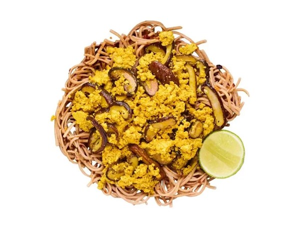 Soba noodles with shiitake-tofu scramble