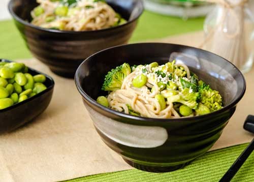 Soba peanut noodles