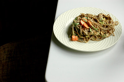Soba with peanut-citrus sauce