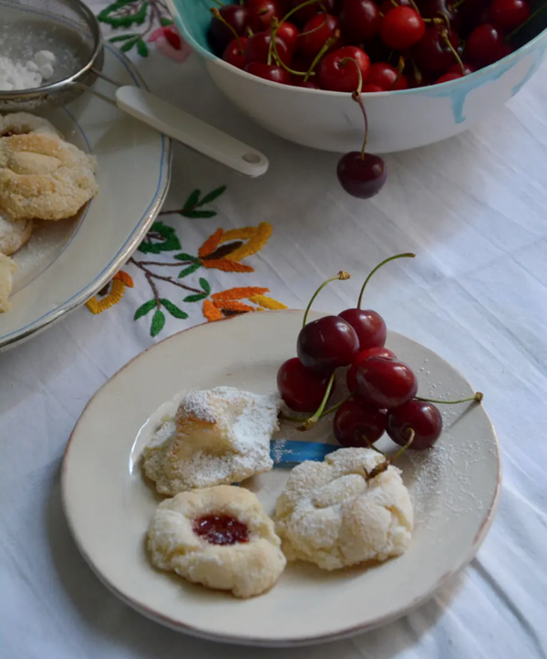Soft almond biscuits with cherries (Paste di mandorla)