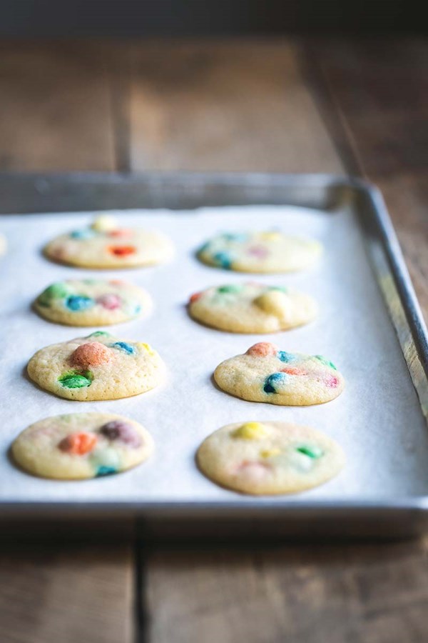 Soft and chewy M&M cookies