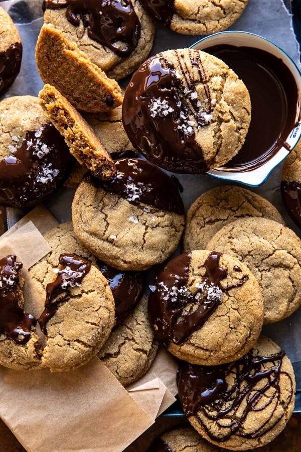 Soft and crinkly brown sugar peanut butter cookies