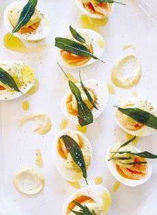 Soft-boiled eggs, sage aioli, and fried sage